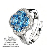 Blue spinel crystal four-leaf clover necklace ring earrings set