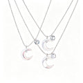 S925 sterling silver white diamond shell moon necklace