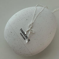 S925 Sterling Silver Bow Pendant Necklace with Rhinestones