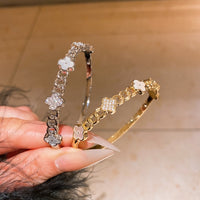 Real gold plated lucky four-leaf clover zircon bracelet