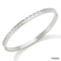 Colorfast diamond-encrusted stainless steel bracelet