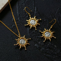Apollo Silver Coin Necklace Earrings Jewelry Set
