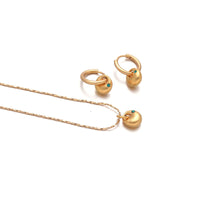 Emerald zircon necklace sand gold earrings