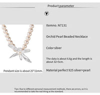 925 Sterling Silver Pearl Orchid Necklace