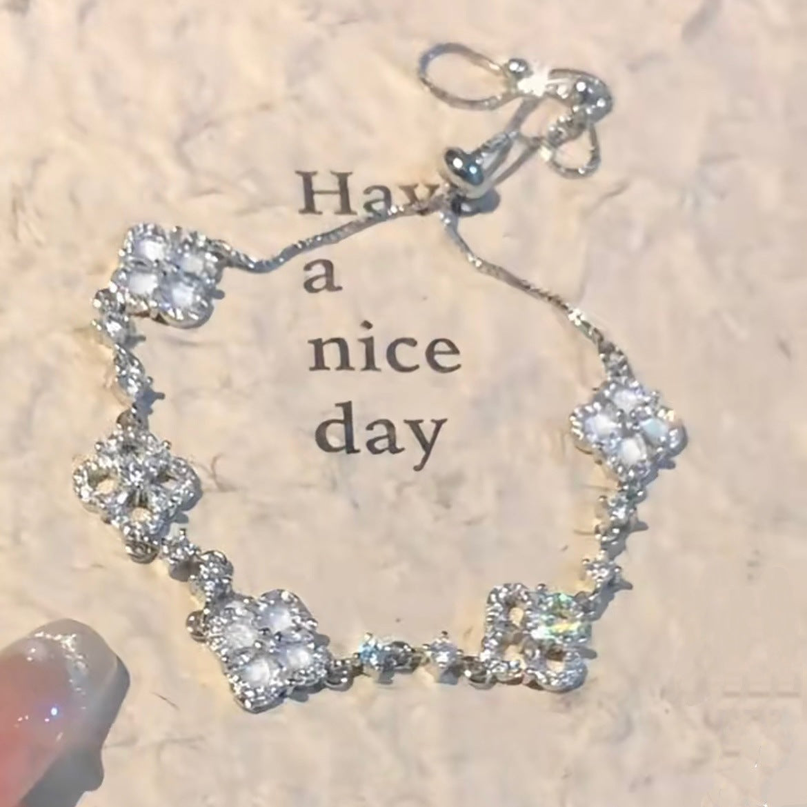 Zircon Clover Adjustable Bracelet