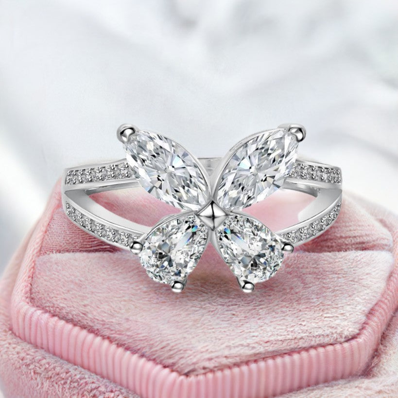 (SILVER) GLASSY BUTTERFLY Ring