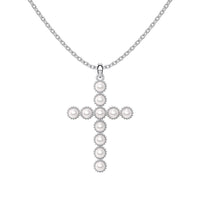 925 sterling silver cross zirconia opal pearl necklace