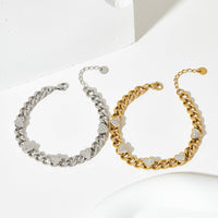 Zircon chain love stainless steel gold bracelet