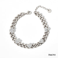 Zircon chain love stainless steel gold bracelet