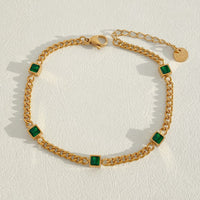 PVD plated small gold bead gold chain stainless steel stacking bracelet