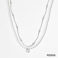 Double shell pearl zircon gold-plated necklace bracelet