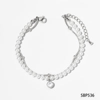 Double shell pearl zircon gold-plated necklace bracelet