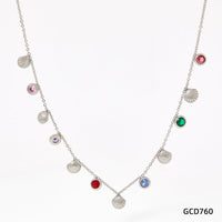 Colored zircon shell pendant stainless steel necklace anklet